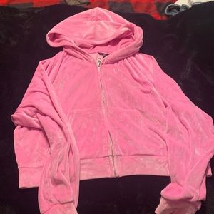 Victoria’ Secret velour crop hoodie bubble gum pink (M)